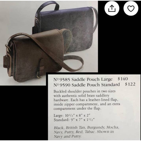 Coach Vintage NYC Black Saddle Pouch Large Shoulder Leather Bag 9585